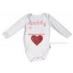 Valentine's Day White Baby Jumpsuit & Sparkle Rhinestone Daddy Plus Me Is Sparkle Red Heart Print TH649
